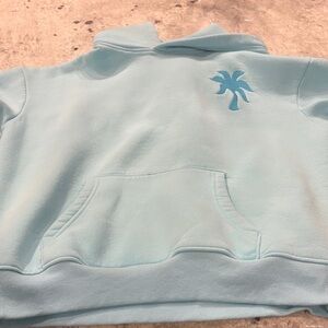 Cozy Light Blue Kids Hoodie with Palm Tree Design